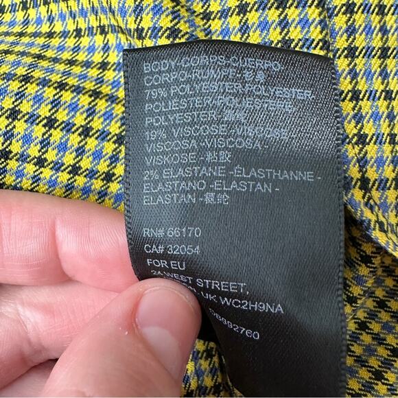 Urban Outfitters UO Darren Notched Pelmet Yellow Houndstooth Mini Skirt Sz S - Picture 5 of 7